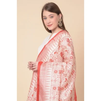 Women's Art Silk Printed Dupatta (Orange, Length: 2.25 to 2.50 Mtr) - Image 4