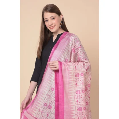 Women's Art Silk Printed Dupatta (Pink, Length: 2.25 to 2.50 Mtr) - Image 3