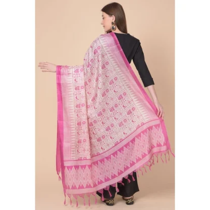 Women's Art Silk Printed Dupatta (Pink, Length: 2.25 to 2.50 Mtr) - Image 4