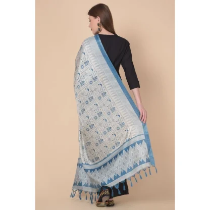 Women's Art Silk Printed Dupatta (Turquoise, Length: 2.25 to 2.50 Mtr) - Image 5