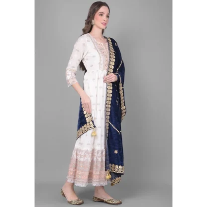 Women's Velvet Gotta Patti Dupatta (Navy, Length: 2.25 to 2.50 Mtr) - Image 2