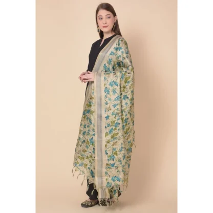 Women's Art Silk Printed Dupatta (Gold, Length: 2.25 to 2.50 Mtr) - Image 3