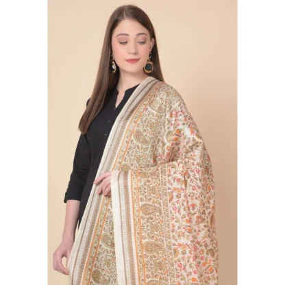 Women's Art Silk Printed Dupatta (White, Length: 2.25 to 2.50 Mtr) - Image 2