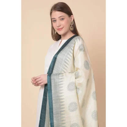 Women's Art Silk Printed Dupatta (Grey, Length: 2.25 to 2.50 Mtr) - Image 4