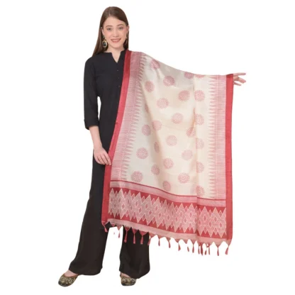 Women's Art Silk Printed Dupatta (Maroon, Length: 2.25 to 2.50 Mtr)