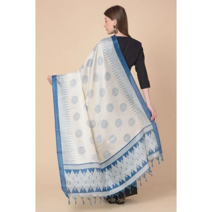 Women's Art Silk Printed Dupatta (Turquoise, Length: 2.25 to 2.50 Mtr) - Image 4