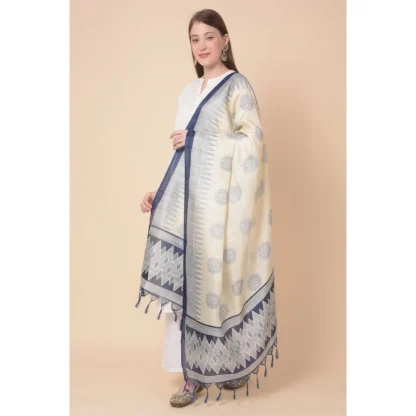 Women's Art Silk Printed Dupatta (Blue, Length: 2.25 to 2.50 Mtr) - Image 4