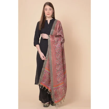 Women's Art Silk Printed Dupatta (Grey, Length: 2.25 to 2.50 Mtr) - Image 4