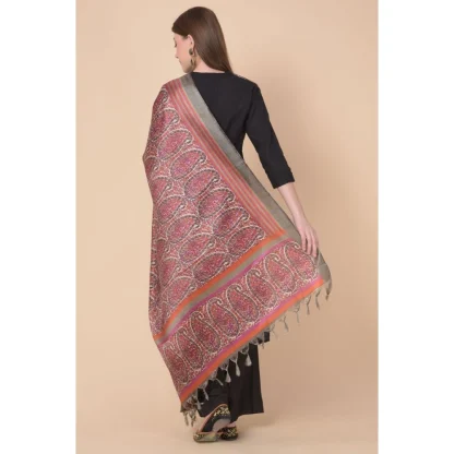 Women's Art Silk Printed Dupatta (Grey, Length: 2.25 to 2.50 Mtr) - Image 5