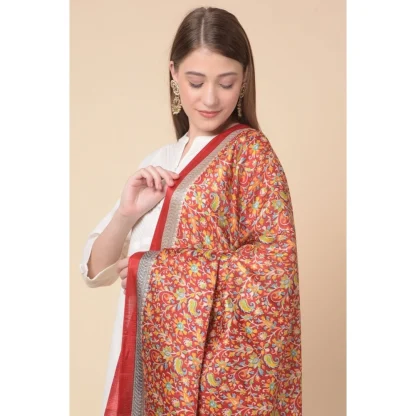 Women's Art Silk Printed Dupatta (Red, Length: 2.25 to 2.50 Mtr) - Image 3