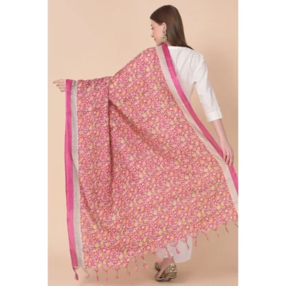 Women's Art Silk Printed Dupatta (Pink, Length: 2.25 to 2.50 Mtr) - Image 5