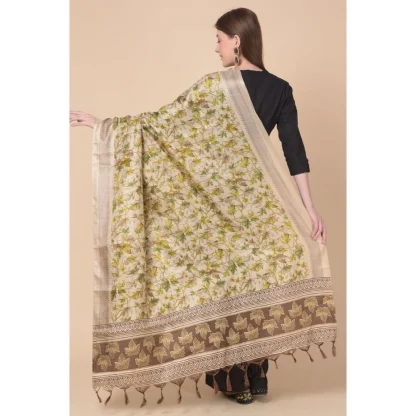 Women's Art Silk Printed Dupatta (Gold, Length: 2.25 to 2.50 Mtr) - Image 5