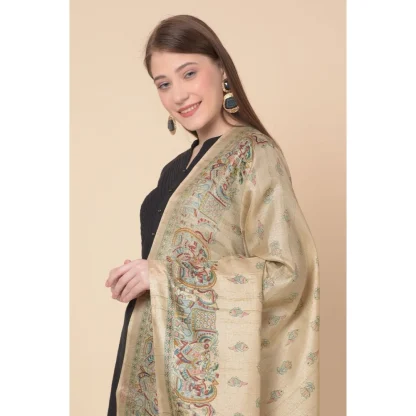 Women's Art Silk Printed Dupatta (Gold, Length: 2.25 to 2.50 Mtr) - Image 2