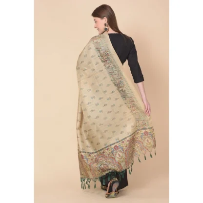 Women's Art Silk Printed Dupatta (Gold, Length: 2.25 to 2.50 Mtr) - Image 3