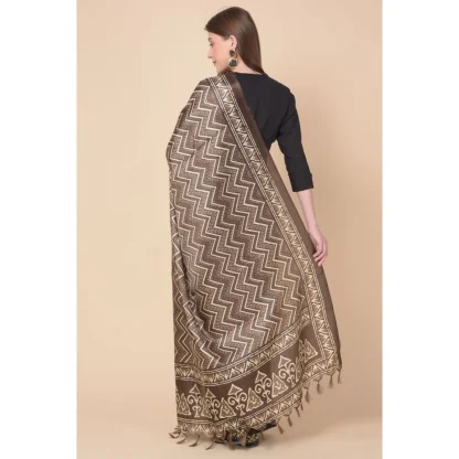 Women's Art Silk Printed Dupatta (Brown, Length: 2.25 to 2.50 Mtr) - Image 3