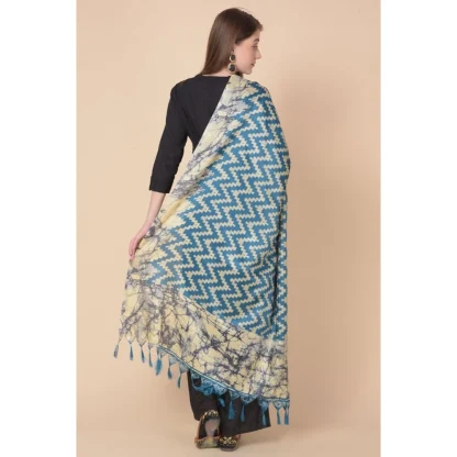 Women's Art Silk Printed Dupatta (Blue, Length: 2.25 to 2.50 Mtr) - Image 5