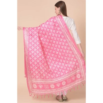 Women's Art Silk Printed Dupatta (Pink, Length: 2.25 to 2.50 Mtr) - Image 4