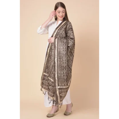 Women's Art Silk Printed Dupatta (Brown, Length: 2.25 to 2.50 Mtr) - Image 4