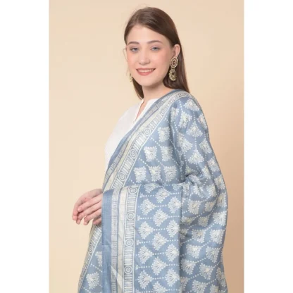 Women's Art Silk Printed Dupatta (Grey, Length: 2.25 to 2.50 Mtr) - Image 3