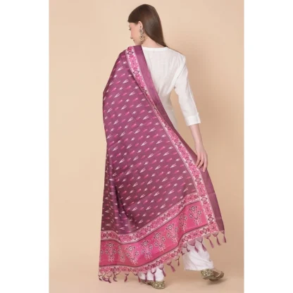 Women's Art Silk Printed Dupatta (Purple, Length: 2.25 to 2.50 Mtr) - Image 4