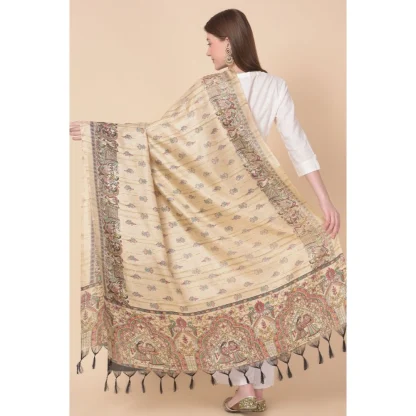 Women's Art Silk Printed Dupatta (Gold, Length: 2.25 to 2.50 Mtr) - Image 5