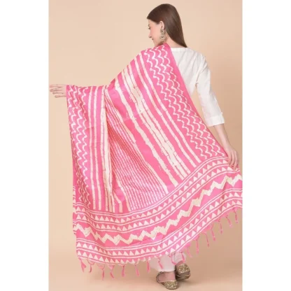 Women's Art Silk Printed Dupatta (Pink, Length: 2.25 to 2.50 Mtr) - Image 5