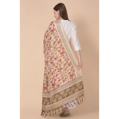 Women's Art Silk Printed Dupatta (Gold, Length: 2.25 to 2.50 Mtr) - Image 5