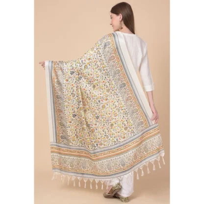 Women's Art Silk Printed Dupatta (White, Length: 2.25 to 2.50 Mtr) - Image 5