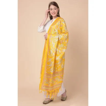 Women's Art Silk Printed Dupatta (Yellow, Length: 2.25 to 2.50 Mtr) - Image 4