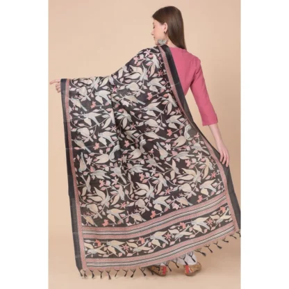 Women's Art Silk Printed Dupatta (Black, Length: 2.25 to 2.50 Mtr) - Image 4