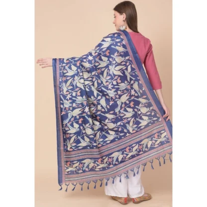 Women's Art Silk Printed Dupatta (Blue, Length: 2.25 to 2.50 Mtr) - Image 5