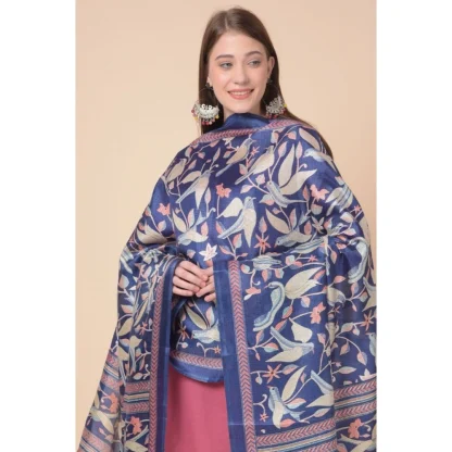 Women's Art Silk Printed Dupatta (Blue, Length: 2.25 to 2.50 Mtr) - Image 3