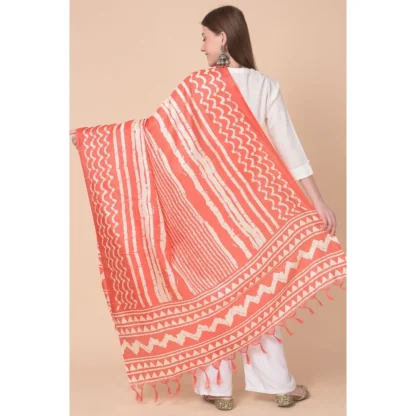 Women's Art Silk Printed Dupatta (Orange, Length: 2.25 to 2.50 Mtr) - Image 5