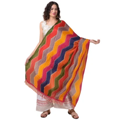 Women's Chanderi Printed Dupatta (Multicolor, Length: 2.25 to 2.50 Mtr)