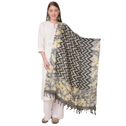 Women's Art Silk Printed Dupatta (Black, Length: 2.25 to 2.50 Mtr)