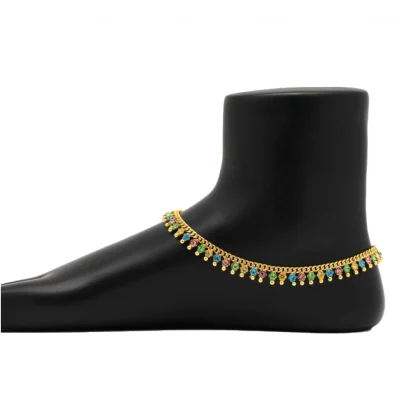 Women's Multi Color Rhinestone Anklets (Free Size: Upto 10")