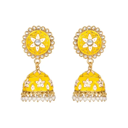 Women's Rose Gold Plated Alloy Earrings (Yellow)