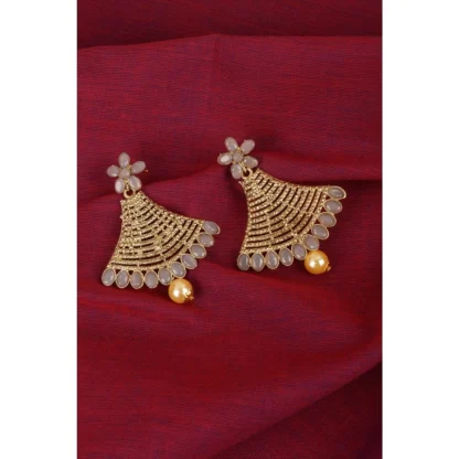 Women's Rose Gold Plated Alloy Earrings (Gold) - Image 3