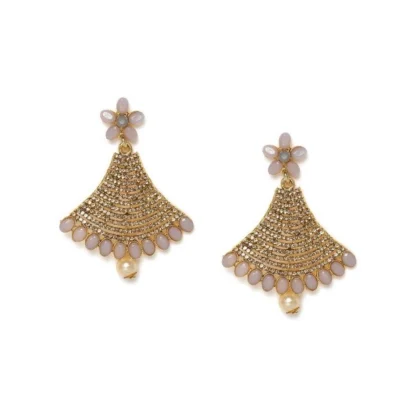 Women's Rose Gold Plated Alloy Earrings (Gold)