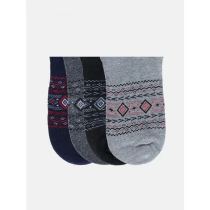 4 Pairs Men's Casual Cotton Blended Printed Mid-Calf length Socks (Assorted) - Image 2