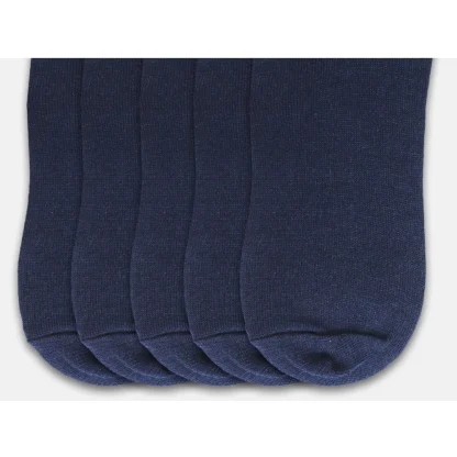 5 Pairs Unisex Casual Cotton Blended Solid Ankle length Socks (Navy) - Image 2