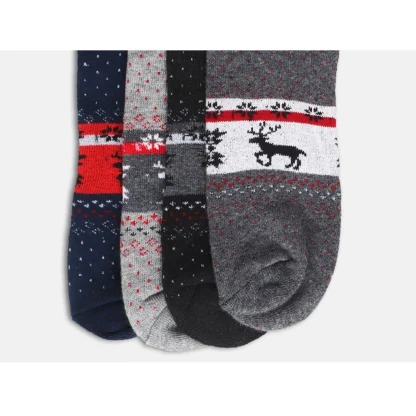 4 Pairs Men's Casual Cotton Blended Printed Mid-Calf length Socks (Assorted) - Image 2