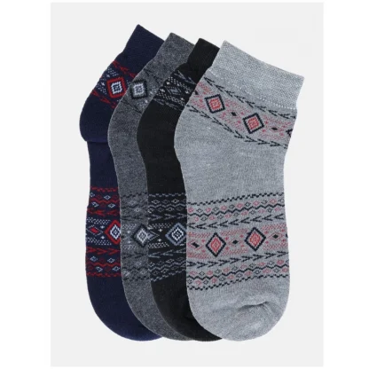 4 Pairs Men's Casual Cotton Blended Printed Mid-Calf length Socks (Assorted) - Image 3