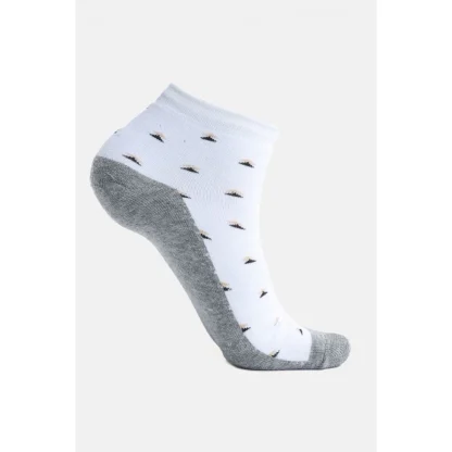 4 Pairs Men's Casual Cotton Blended Printed Mid-Calf length Socks (White) - Image 5