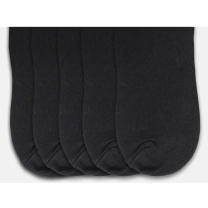 5 Pairs Unisex Casual Cotton Blended Solid Ankle length Socks (Black) - Image 2