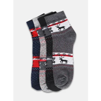 4 Pairs Men's Casual Cotton Blended Printed Mid-Calf length Socks (Assorted) - Image 3