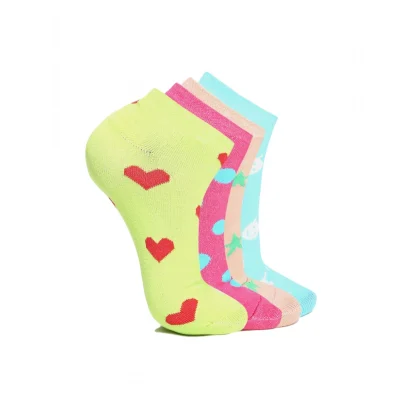 4 Pairs Women's Casual Cotton Blended Printed Ankle length Socks (Assorted)