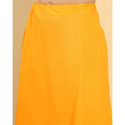 Women's Cotton Solid Free Size Petticoat (Mustard) - Image 2