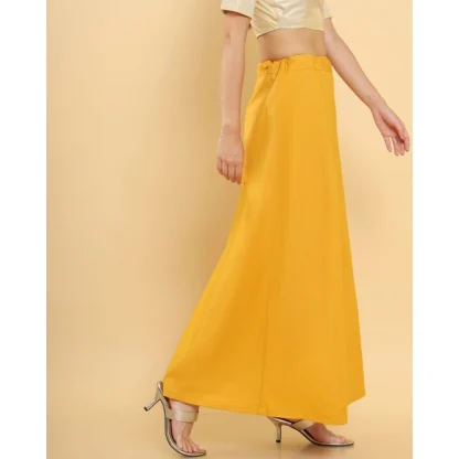 Women's Cotton Solid Free Size Petticoat (Mustard) - Image 3