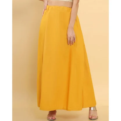 Women's Cotton Solid Free Size Petticoat (Yellow) - Image 3